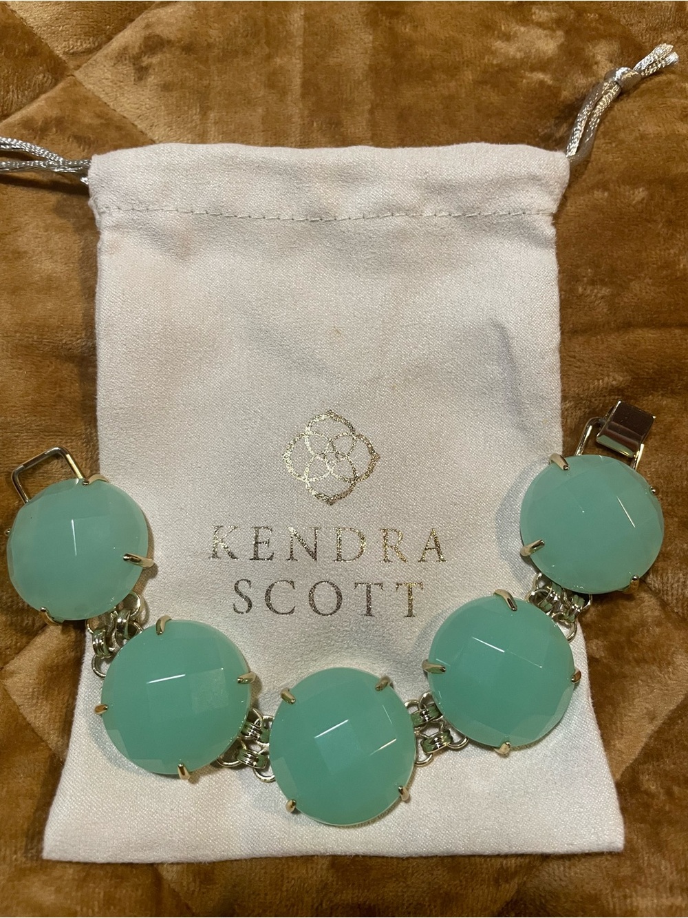 Kendra Scott Retired Cassie Gold Chalcedony Statement Bracelet